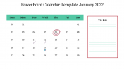 Best PowerPoint Calendar Template January 2022 Slide 