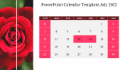 Portfolio PowerPoint Calendar Template July 2022 PPT