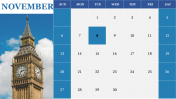 Portfolio PowerPoint Calendar Template November 2022