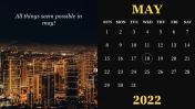 Best Calendar Template May 2022 PowerPoint PPT Slide