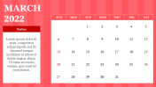 Creative March 2022 PowerPoint Calendar PPT Template