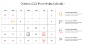 Download this Best October 2022 PowerPoint Calendar slide