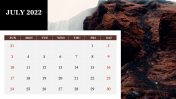 Portfolio Calendar PowerPoint Template July 2022 PPT