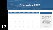 Informative Calendar PowerPoint Template December 2022