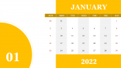 Get an amazing PowerPoint Calendar for January 2022 slides