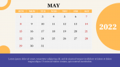 Innovative PowerPoint Calendar May 2022 PPT Template
