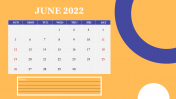 Engaging PowerPoint Calendar June 2022 PPT Template