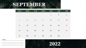 Editable PowerPoint Calendar September 2022 Template