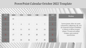 Best PowerPoint Calendar October 2022 Template - Grey Theme