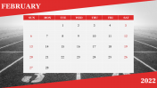 Editable 2022 February Calendar Template For Presentation