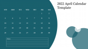 Attractive 2022 April Calendar Template Presentation