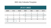 Innovative 2022 July Calendar Template For Presentation