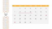 Editable 2022 August Calendar Template Presentation