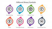 Multicolor Different Money Symbols PowerPoint Template