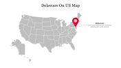 Delaware On US Map PowerPoint Slide With Location Mark