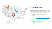 Effective 3D Map Of USA PowerPoint Template 