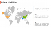 Creative Fillable World Map PowerPoint Slide 