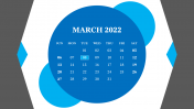 2022 Calendar Template PowerPoint Free in Admiring Blue