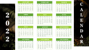 Green theme 2022 Calendar PowerPoint Template Free