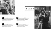 Editable Black And White Template Presentation Slide 