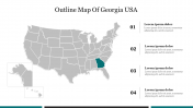 Creative Outline Map Of Georgia USA Presentation PPT