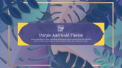 Explore Purple And Gold Theme Presentation Slide 