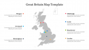 Editable Great Britain Map Template Presentation Slide 
