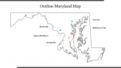 Effective Outline Maryland Map PowerPoint Template Slide