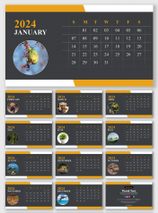 Delightful 2024 Calendar PPT And Google Slides Templates