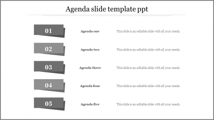 Free - Editable Agenda Slide Template PPT For Presentation