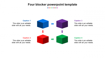 Four Block PowerPoint Template With 3D Cubes