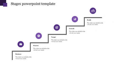 Free - Editable Five Stage PowerPoint Template Presentation