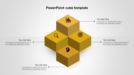 Awesome PowerPoint Cube Template Slide Design-Four Node