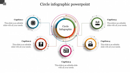 5 Circle Infographic PowerPoint Template With Five Nodes