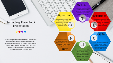 Technology PowerPoint Presentation With Six Node
