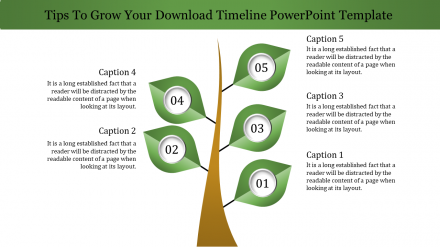 Free - Attractive Timeline Tree Template PowerPoint Slide