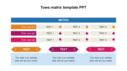 Grab TOWS Matrix Template PPT Slides For Presentation