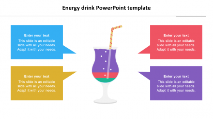 Energy Drink PowerPoint Template With Four Nodes