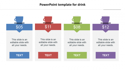 Simple PowerPoint Template For Drink With Four Node