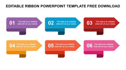 Editable Ribbon PowerPoint Template Free Download Slide