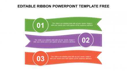Editable Ribbon PowerPoint Template Free For Slides