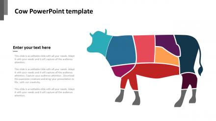 Multicolor Cow PowerPoint Template Presentation Design
