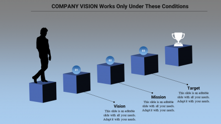 Free - Vision And Mission PPT Template With Five Stage	