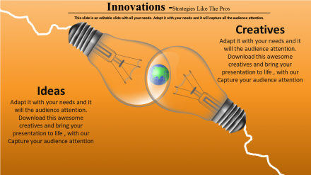 Innovation PPT Template Slide With Orange Background