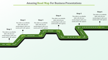 6 Steps Business Road Map Templates Presentation  