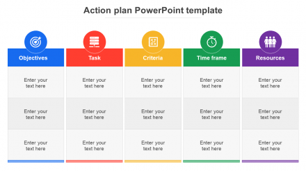Free - Multicolor Action Plan PowerPoint Template Presentation