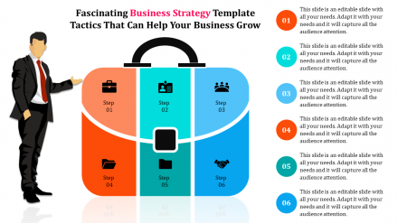 Business Strategy Template Presentation With Suitcase