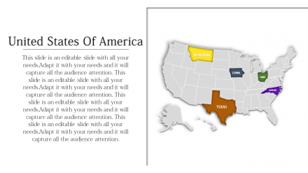 Our Editable USA PowerPoint Template For Presentation