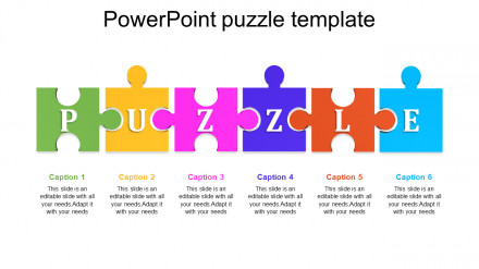 Multicolor 6 Piece PowerPoint Puzzle Pieces Template PPT