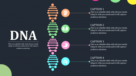 Stunning DNA PowerPoint Template With Black Background